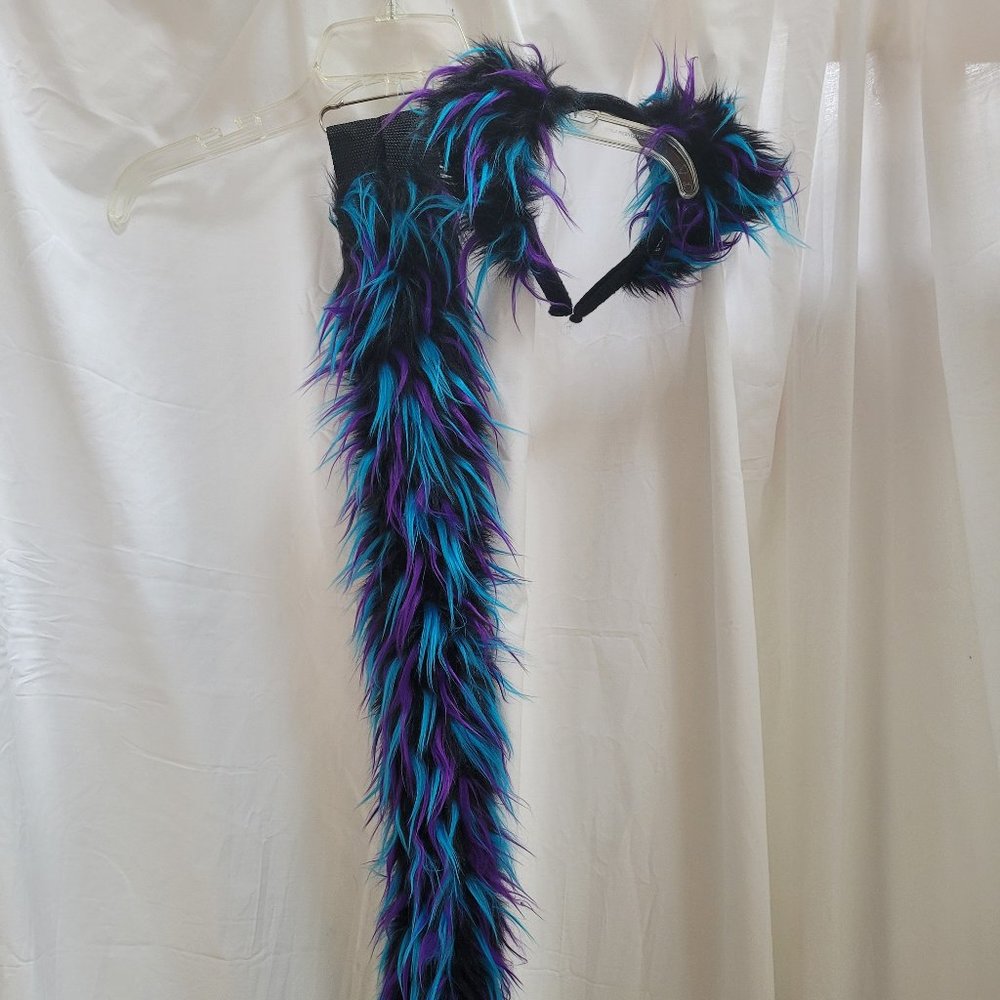 PAWS Cosplay Tail and Ears Purple and Turquoise